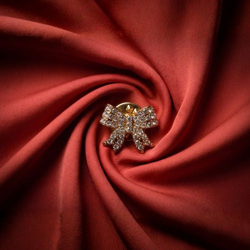 Gold-Tone Crystal Pavé Bow Brooch