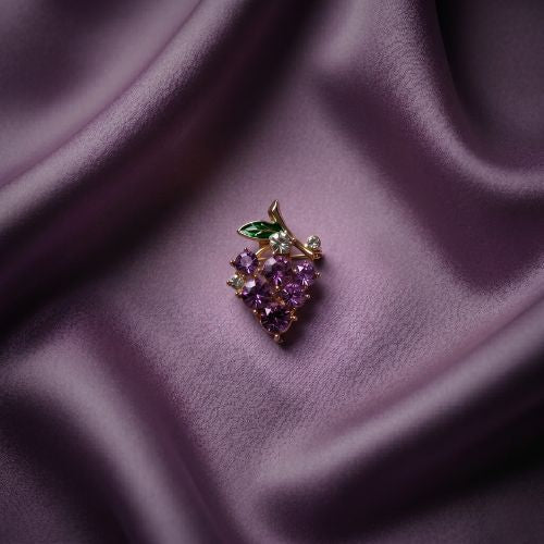 Gold-Tone Crystal Grape Cluster Brooch