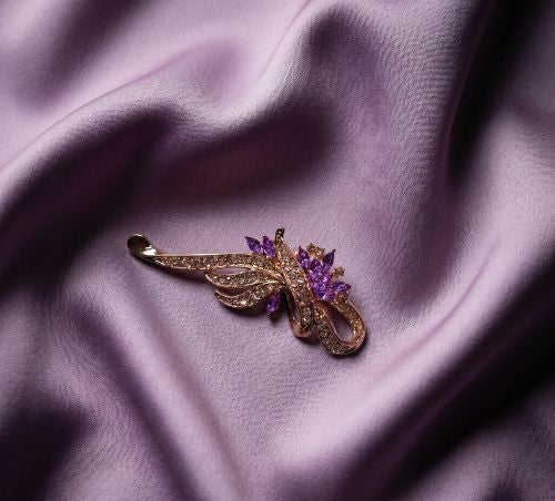 Gold-Tone Ribbon Spray Brooch