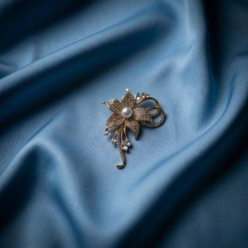 Gold-Tone Floral Spray Brooch