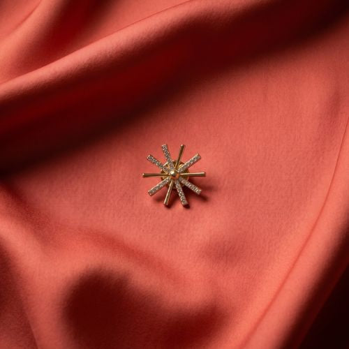Gold-Tone Geometric Starburst Lapel Pin Brooch