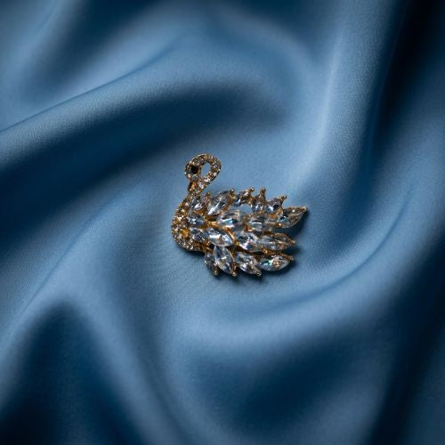 Gold-Tone Crystal Swan Brooch