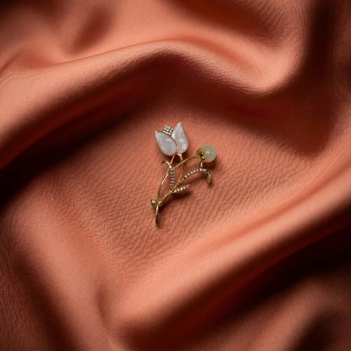 Gold-Tone Tulip Stem Brooch