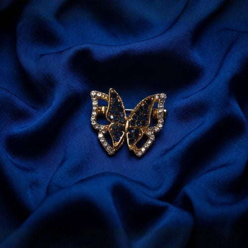 Blue crystal butterfly brooch