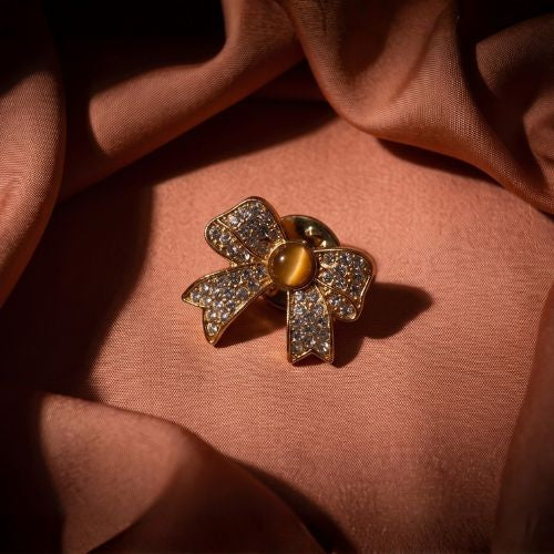 Rhinestone Crystal Bow Brooch