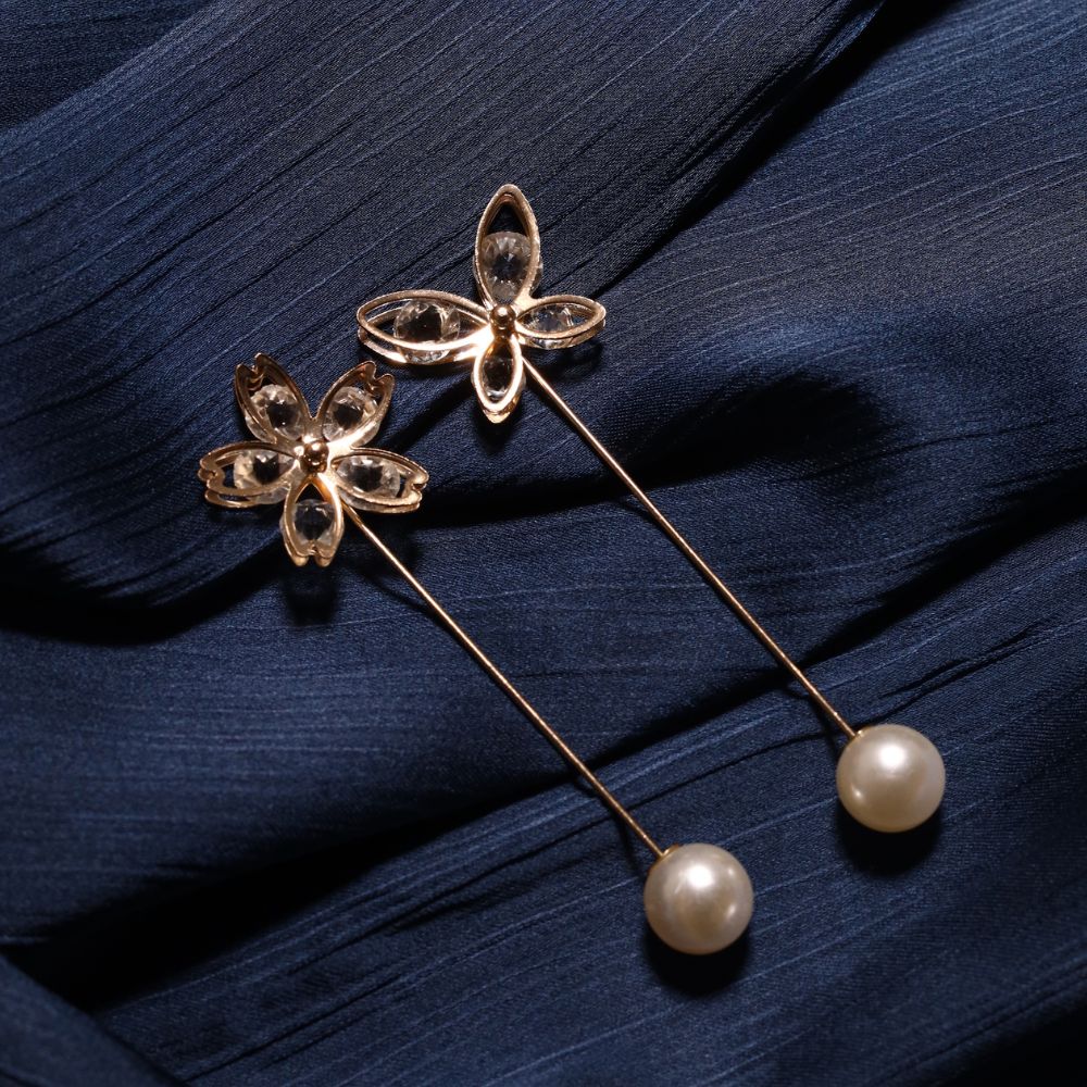 Crystal Butterfly Pearl Stick Pins